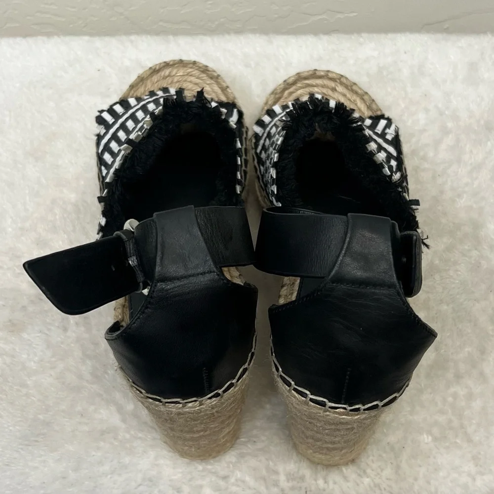 Marc Fisher LTD Andrew espadrille platform wedge sandals black and white